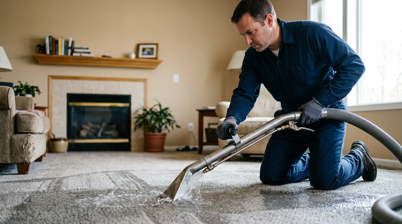 Water damage restoration technician working near Summit, AR